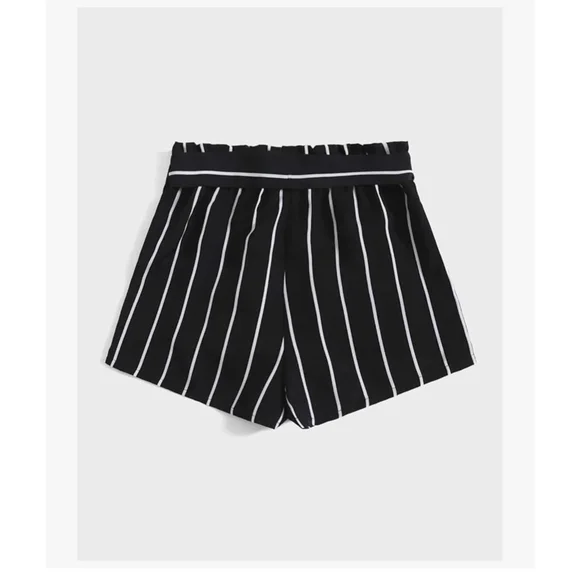Women's Black White Striped High Waist Shorts XS - Picture 2 of 6
